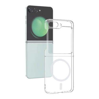 Galaxy Z Flip 5 Kamera Korumalı M-Safe Şarj Özellikli Şeffaf Zore London Sert PC Kapak