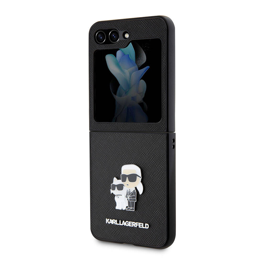 Galaxy Z Flip 5 Kılıf Karl Lagerfeld Orjinal Lisanslı K&C Metal Logolu Saffiano Kapak