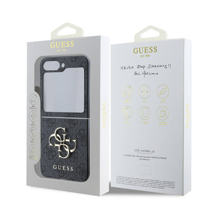 Galaxy Z Flip 6 Kılıf Guess Orjinal Lisanslı Leather Metal Logo Kapak