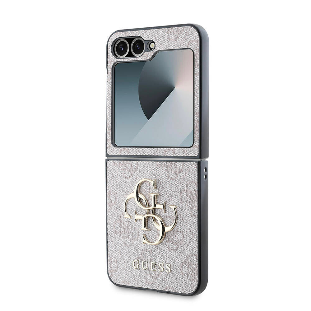 Galaxy Z Flip 6 Kılıf Guess Orjinal Lisanslı Leather Metal Logo Kapak