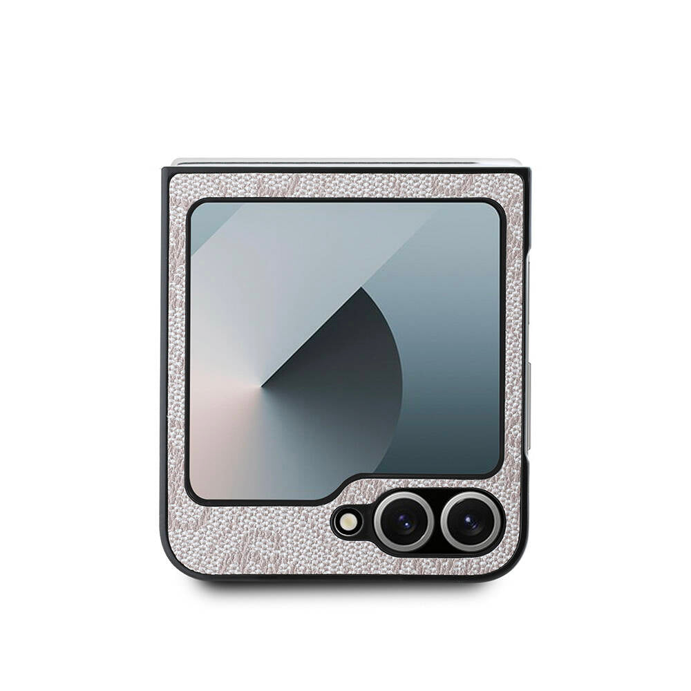 Galaxy Z Flip 6 Kılıf Guess Orjinal Lisanslı Leather Metal Logo Kapak