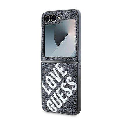 Galaxy Z Flip 6 Kılıf Guess Orjinal Lisanslı M-safe Şarj Özellikli Love Guess Printing Kapak