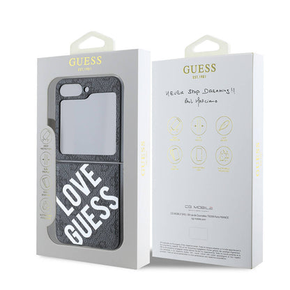 Galaxy Z Flip 6 Kılıf Guess Orjinal Lisanslı M-safe Şarj Özellikli Love Guess Printing Kapak