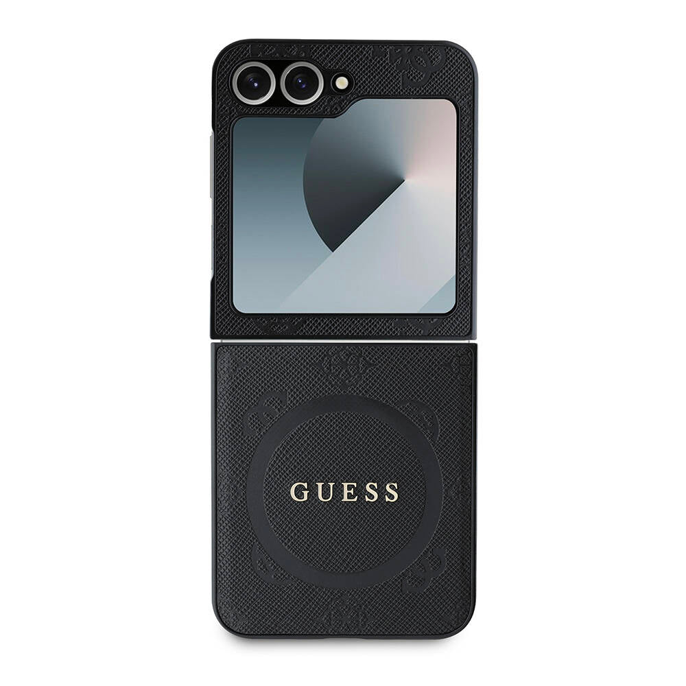 Galaxy Z Flip 6 Kılıf Guess Orjinal Lisanslı M-safe Şarj Özellikli Saffiano Metal Logo Kapak