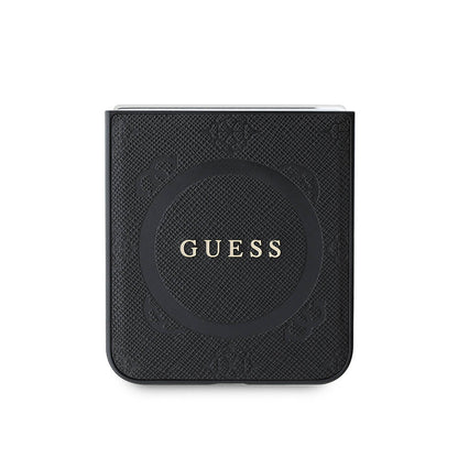 Galaxy Z Flip 6 Kılıf Guess Orjinal Lisanslı M-safe Şarj Özellikli Saffiano Metal Logo Kapak