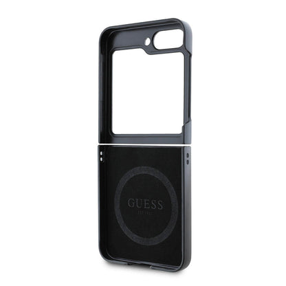 Galaxy Z Flip 6 Kılıf Guess Orjinal Lisanslı M-safe Şarj Özellikli Saffiano Metal Logo Kapak