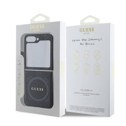 Galaxy Z Flip 6 Kılıf Guess Orjinal Lisanslı M-safe Şarj Özellikli Saffiano Metal Logo Kapak
