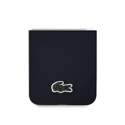 Galaxy Z Flip 6 Kılıf Lacoste Orjinal Lisanslı M-safe Şarj Özellikli Pike Desenli Arka Yüzey İkonik Timsah Dokuma Logolu Kapak