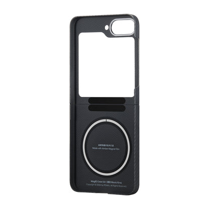 Galaxy Z Flip 6 Kılıf M-safe Şarj Özellikli 600D Aramid Fiber Pitaka Ultra-Slim Classic Serisi Black-Grey Twill Kapak
