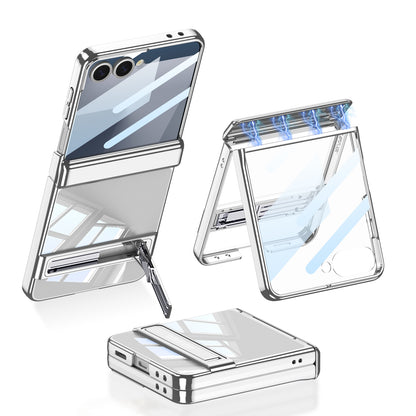 Galaxy Z Flip 7 Kılıf Kamera Korumalı Şeffaf Tasarımlı Zore Lego Standlı Kapak