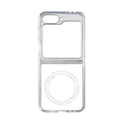 Galaxy Z Flip 7 Kılıf M-safe Şarj Özellikli Şeffaf Sert PC Zore Embos Kapak