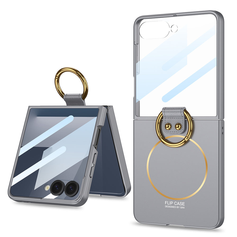 Galaxy Z Flip 7 Kılıf M-safe Şarj Özellikli Zore Kıpta Yüzüklü Flip Sert Kapak
