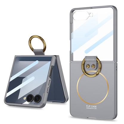 Galaxy Z Flip 7 Kılıf M-safe Şarj Özellikli Zore Kıpta Yüzüklü Flip Sert Kapak