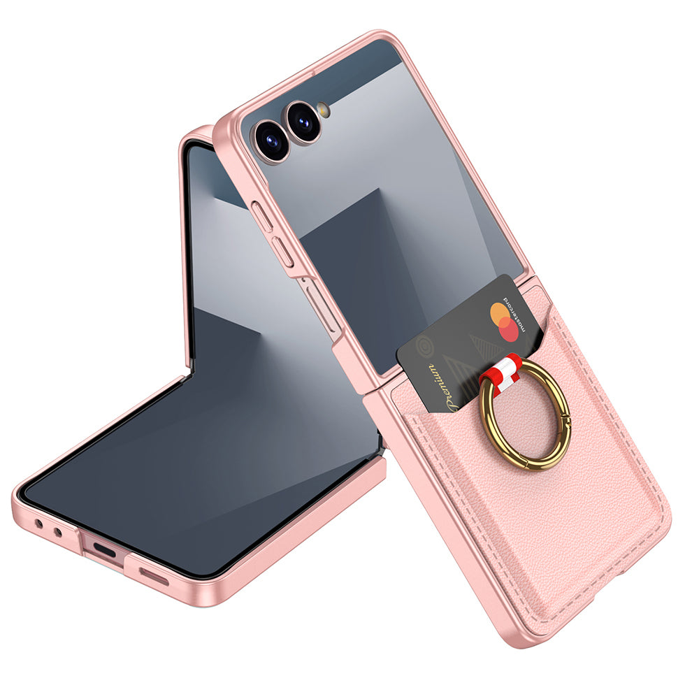 Galaxy Z Flip 7 Zore Kıpta Yüzüklü Kartlıklı Kapak