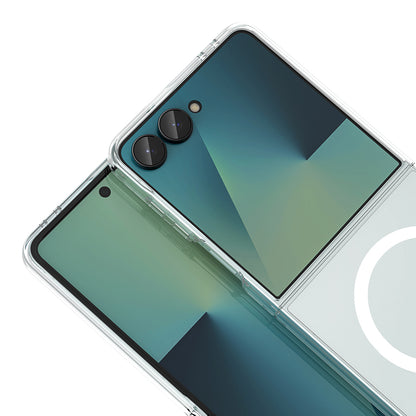 Galaxy Z Flip 8 Kamera Korumalı M-Safe Şarj Özellikli Şeffaf Zore London Sert PC Kapak