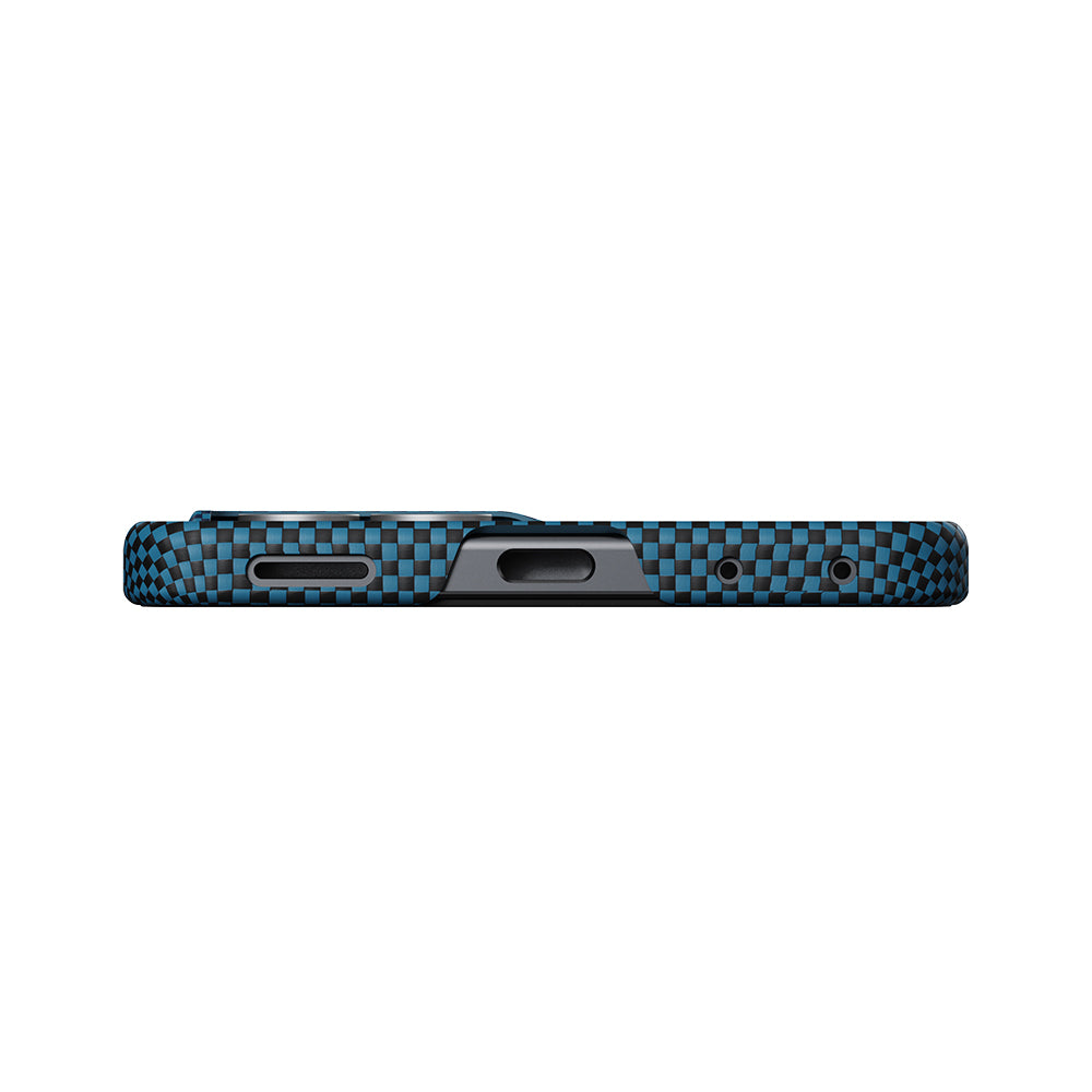 Galaxy Z Flip 8 Kılıf M-safe Şarj Özellikli Aramid Karbon Fiber Pitaka Tactile Woven Sunset-Moonrise Serisi Kapak
