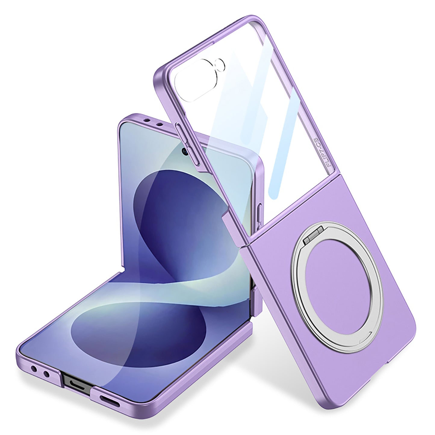 Galaxy Z Flip 8 Kılıf M-safe Şarj Özellikli Zore Kıpta Yüzüklü Kamera Korumalı Kapak