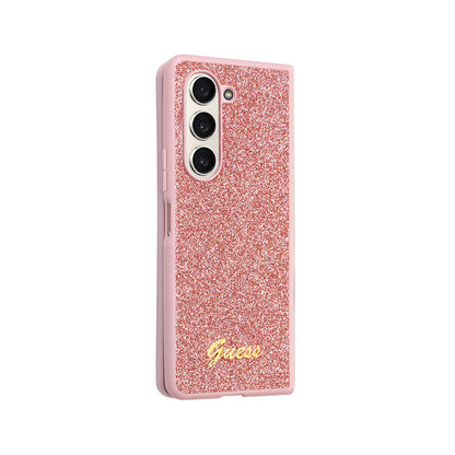 Galaxy Z Fold 5 Kılıf Guess Orjinal Lisanslı Yazı Logolu Glitter Script Kapak