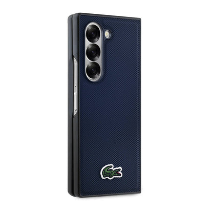 Galaxy Z Fold 6 Kılıf Lacoste Orjinal Lisanslı M-safe Şarj Özellikli Pike Desenli Arka Yüzey İkonik Timsah Dokuma Logolu Kapak