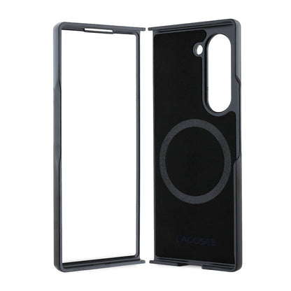 Galaxy Z Fold 6 Kılıf Lacoste Orjinal Lisanslı M-safe Şarj Özellikli Pike Desenli Arka Yüzey İkonik Timsah Dokuma Logolu Kapak