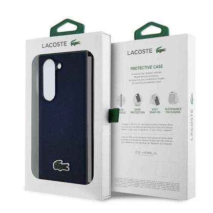 Galaxy Z Fold 6 Kılıf Lacoste Orjinal Lisanslı M-safe Şarj Özellikli Pike Desenli Arka Yüzey İkonik Timsah Dokuma Logolu Kapak