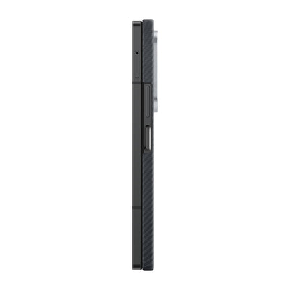 Galaxy Z Fold 6 Kılıf M-safe Şarj Özellikli 600D Aramid Fiber Pitaka Ultra-Slim Classic Serisi Black-Grey Twill Kapak