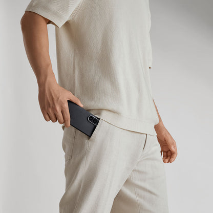 Galaxy Z Fold 6 Kılıf M-safe Şarj Özellikli 600D Aramid Fiber Pitaka Ultra-Slim Classic Serisi Black-Grey Twill Kapak