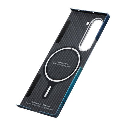 Galaxy Z Fold 6 Kılıf M-safe Şarj Özellikli Aramid Fiber Pitaka Tactile Woven Sunset-Moonrise Serisi Moonrise Kapak