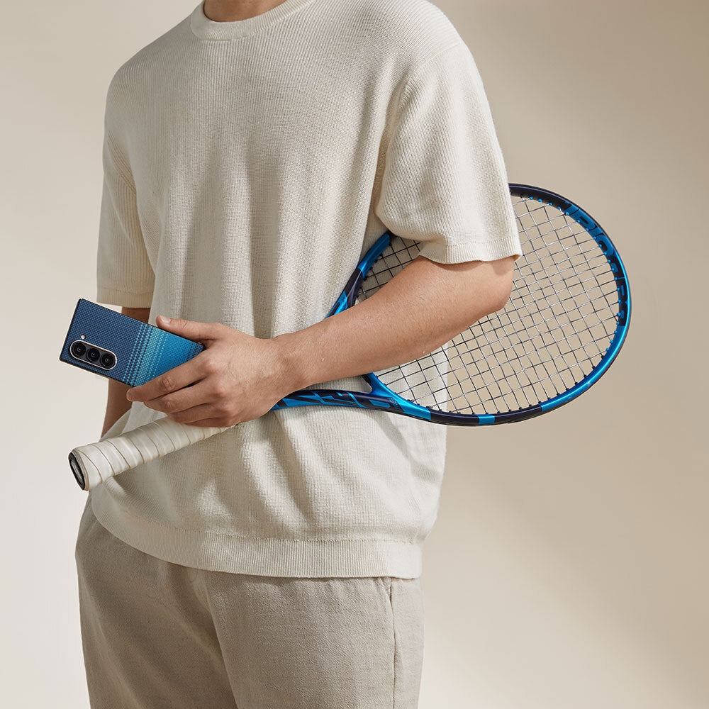 Galaxy Z Fold 6 Kılıf M-safe Şarj Özellikli Aramid Fiber Pitaka Tactile Woven Sunset-Moonrise Serisi Moonrise Kapak