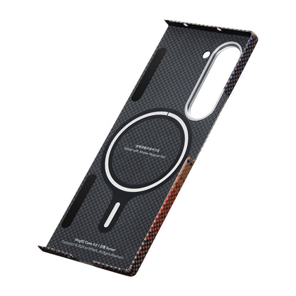 Galaxy Z Fold 6 Kılıf M-safe Şarj Özellikli Aramid Fiber Pitaka Tactile Woven Sunset-Moonrise Serisi Sunset Kapak
