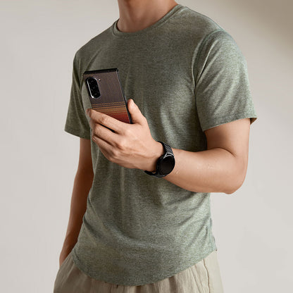 Galaxy Z Fold 6 Kılıf M-safe Şarj Özellikli Aramid Fiber Pitaka Tactile Woven Sunset-Moonrise Serisi Sunset Kapak