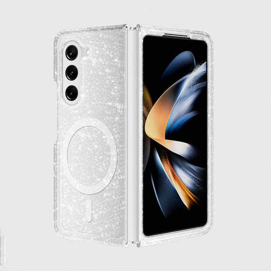 Galaxy Z Fold 6 Kılıf M-safe Şarj Özellikli Parlayan Simli Saydam Renkli Zore Allstar Kapak