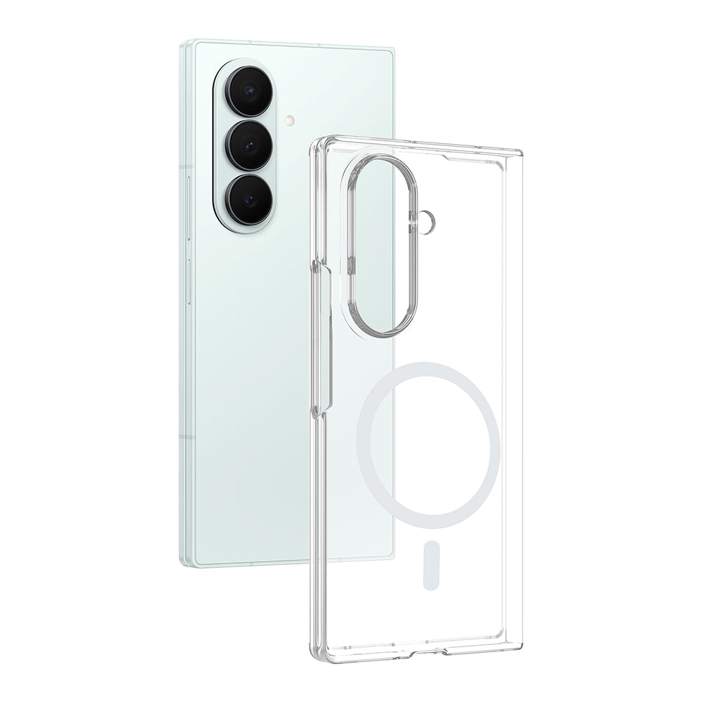 Galaxy Z Fold 7 Kamera Korumalı M-Safe Şarj Özellikli Şeffaf Zore London Sert PC Kapak