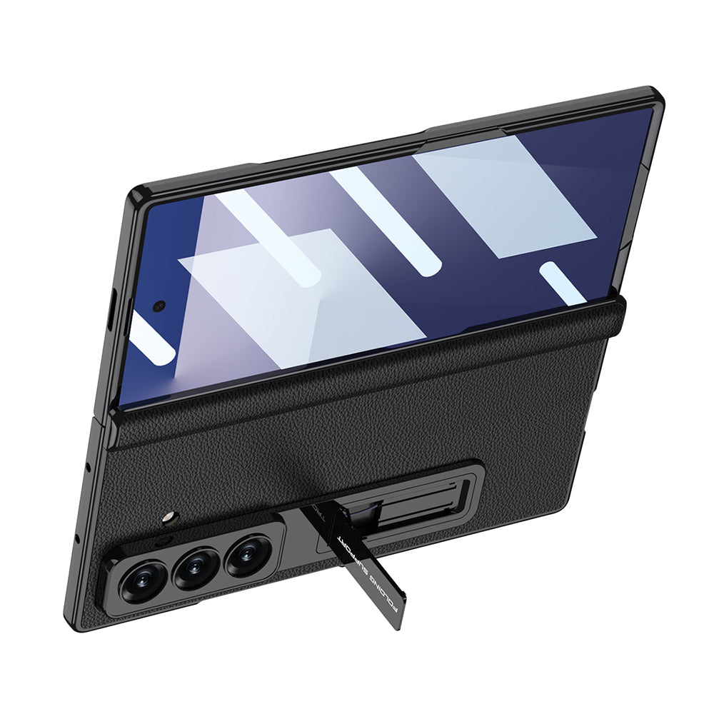 Galaxy Z Fold 7 Kılıf Deri Standlı Zore Kıpta Premium Kılıf