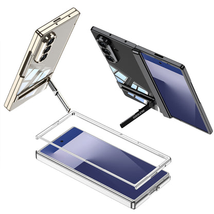 Galaxy Z Fold 7 Kılıf Kamera Korumalı Şeffaf Tasarımlı Zore Lego Standlı Kapak