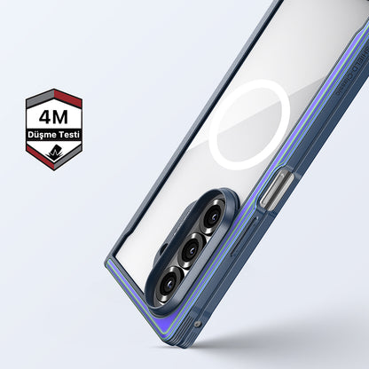 Galaxy Z Fold 7 Kılıf M-safe Şarj Özellikli Airbagli Raptic Shield Serisi Şeffaf Arka Yüzey Kapak