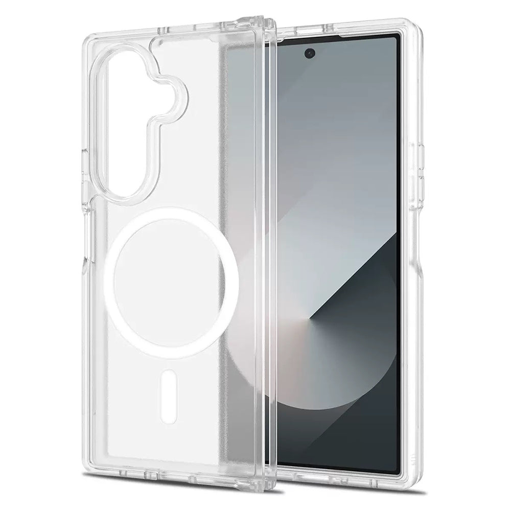 Galaxy Z Fold 7 Kılıf M-safe Şarj Özellikli Şeffaf Sert PC Zore Embos Kapak