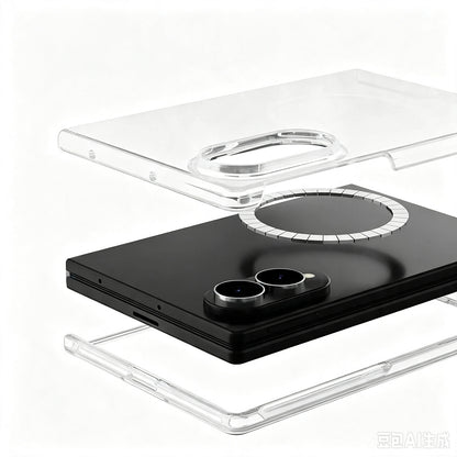 Galaxy Z Fold 8 Kamera Korumalı M-Safe Şarj Özellikli Şeffaf Zore London Sert PC Kapak