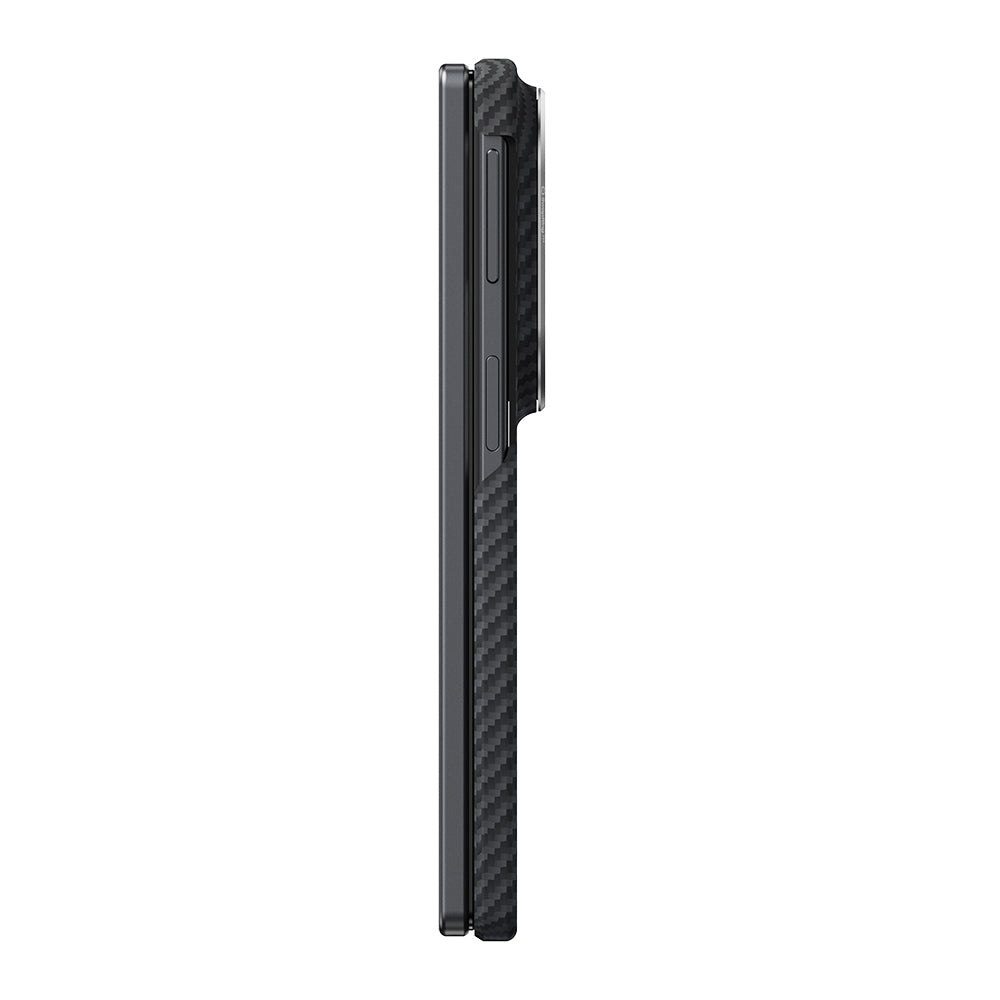 Galaxy Z Fold 8 Kılıf M-safe Şarj Özellikli 600D Aramid Karbon Fiber Pitaka Edge Serisi Black-Grey Twill Kapak