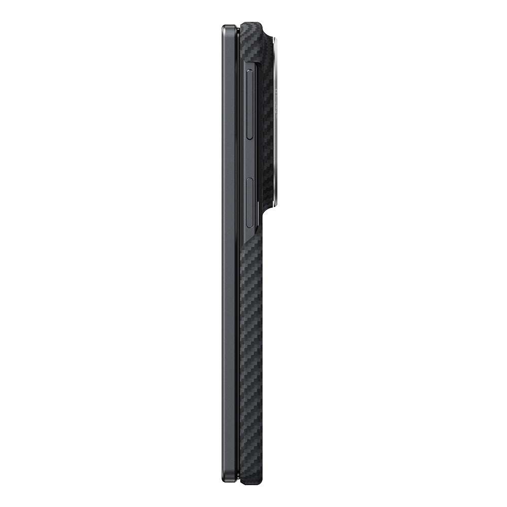 Galaxy Z Fold 8 Kılıf M-safe Şarj Özellikli 600D Aramid Karbon Fiber Pitaka Edge Serisi Black-Grey Twill Kapak