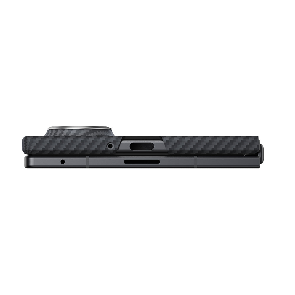 Galaxy Z Fold 8 Kılıf M-safe Şarj Özellikli 600D Aramid Karbon Fiber Pitaka Edge Serisi Black-Grey Twill Kapak