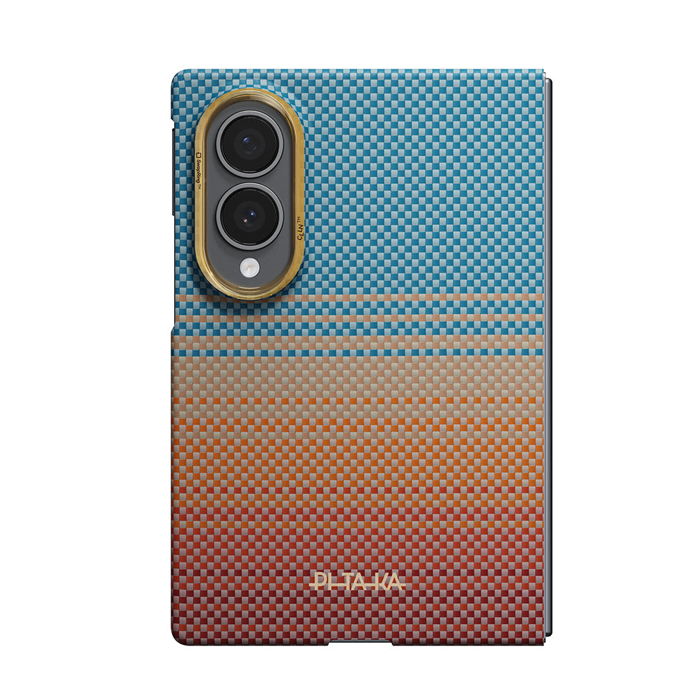 Galaxy Z Fold 8 Kılıf M-safe Şarj Özellikli Aramid Karbon Fiber Pitaka Sunset 2.0 California Dream Serisi Kapak