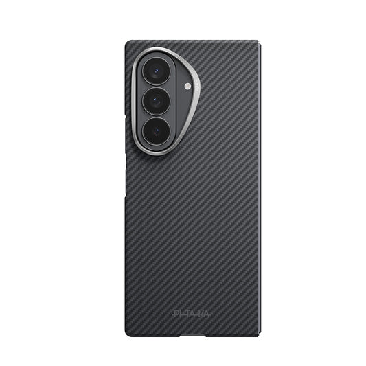 Galaxy Z Fold 8 Ultra Kılıf M-safe Şarj Özellikli 600D Aramid Karbon Fiber Pitaka Edge Serisi Black-Grey Twill Kapak