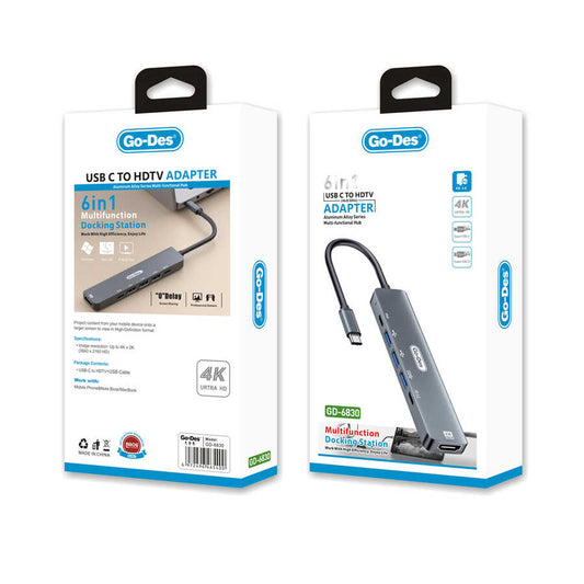 Go Des GD-6830 Type-c to HDTV 6 in 1 Dönüştürücü Adaptör
