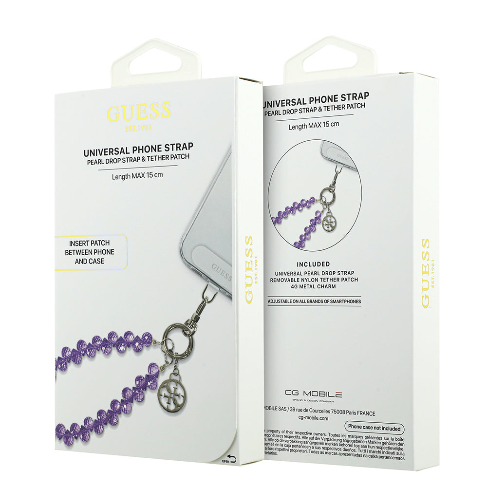 Guess Orjinal Lisanslı 4G Metal Logolu Kristal Taşlı Telefon Bilek Askı Zinciri