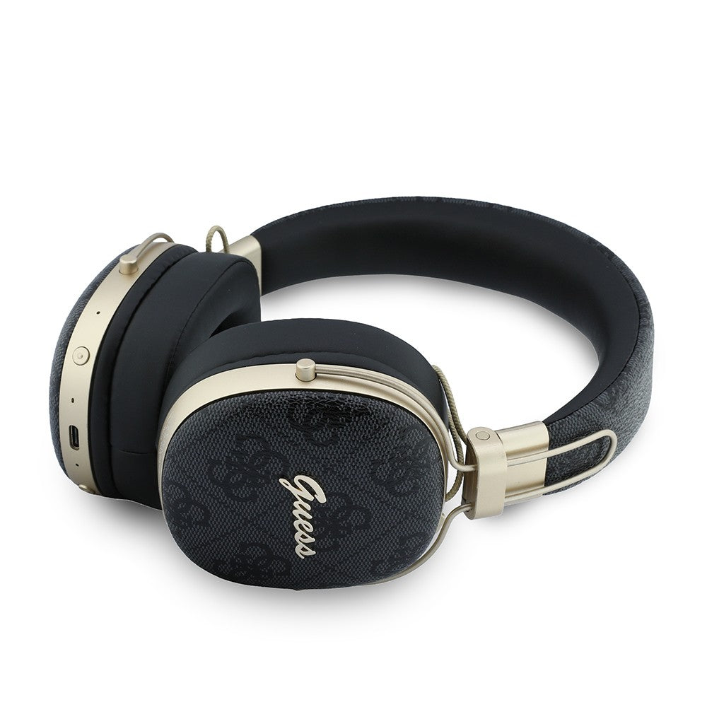 Guess Orjinal Lisanslı ENC Teknolojili PU 4G Desenli Script Logolu Kulak Üstü Bluetooth Kulaklık v5.4
