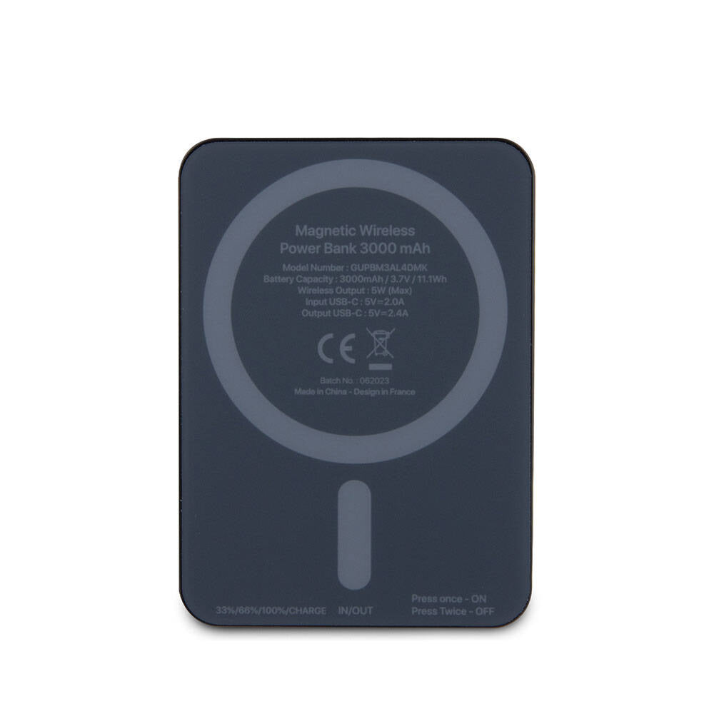 Guess Orjinal Lisanslı M-safe Şarj Özellikli Metal Yazı Logolu Powerbank 3000mAh 5W