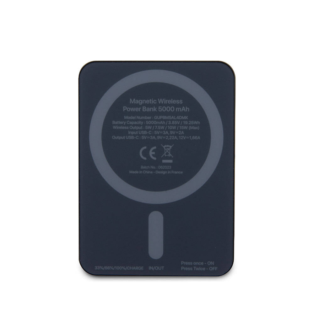 Guess Orjinal Lisanslı M-safe Şarj Özellikli Metal Yazı Logolu Powerbank 5000mAh 15W