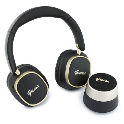 Guess Orjinal Lisanslı Metal Yazı Logolu Kulak Üstü Kulaklık ve Speaker Hoparlör 2in1 Set