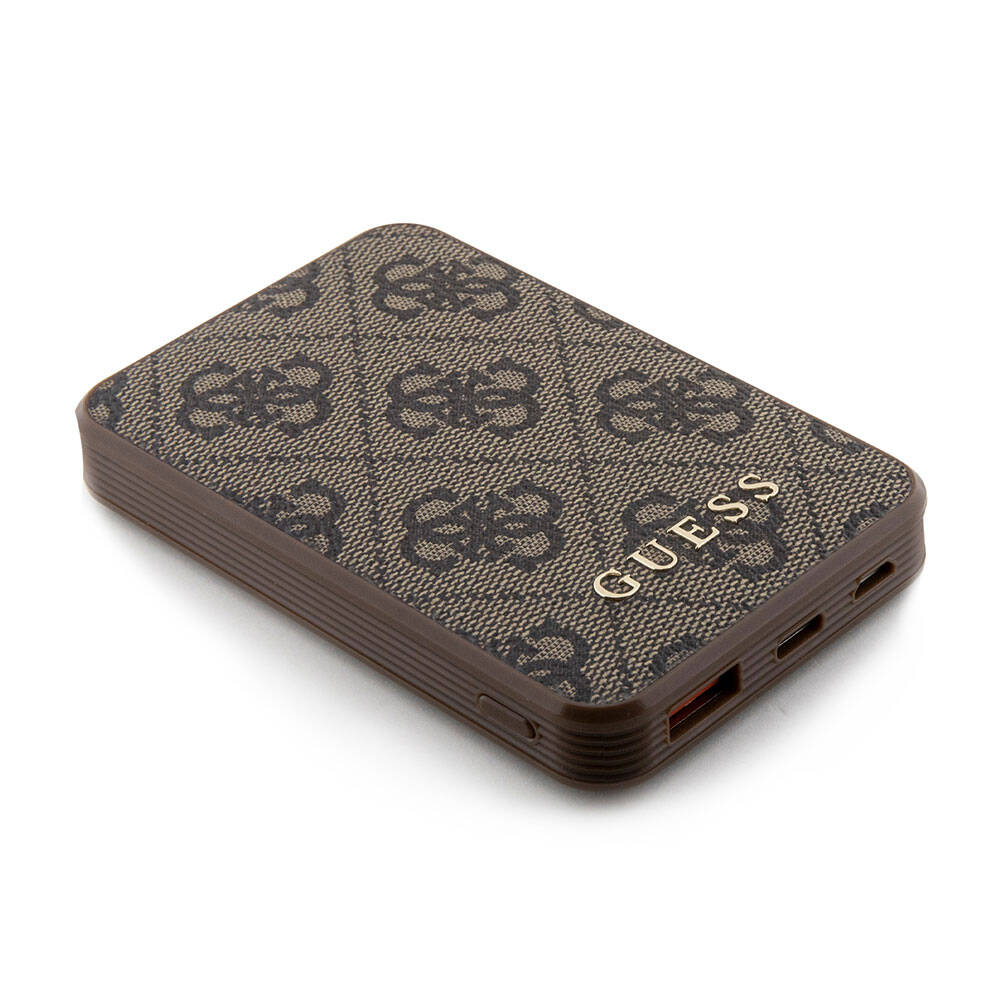 Guess Orjinal Lisanslı PU Deri 4G Desenli Metal Yazı Logolu Powerbank 5000mAh